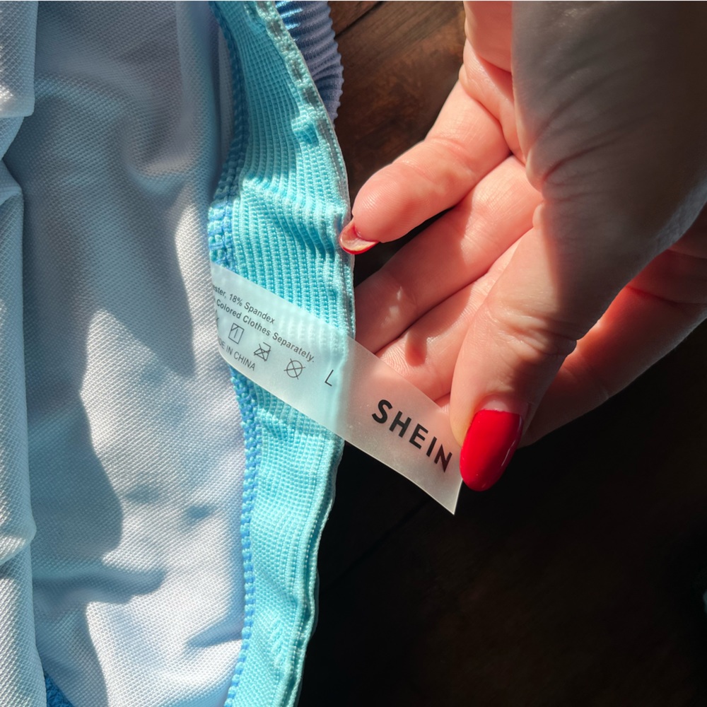 SHEIN Rib Color Block Bikini Swimsuit - Picture 6 of 7